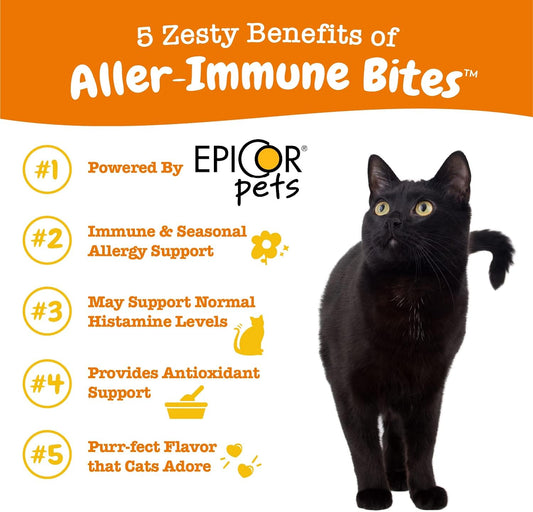 Zesty Paws Cat Allergy Relief - Anti Itch Supplement - Omega 3 Probiotics - Salmon Oil Digestive Health - Soft Chews For Skin & Seasonal Allergies - With Epicor Pets - Bacon - 60 Count