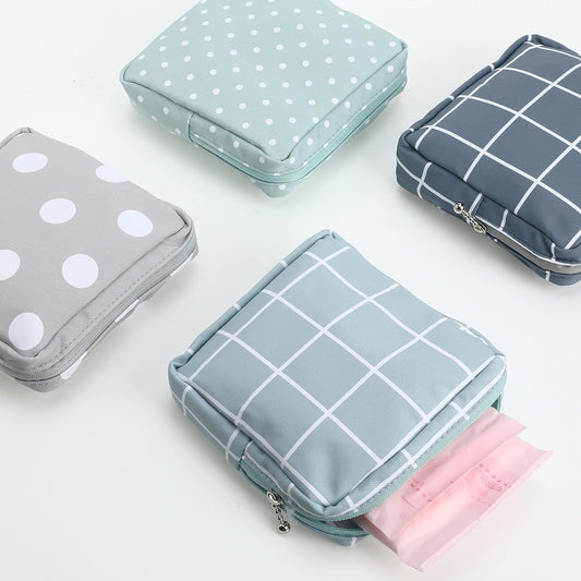 4 Pieces Sanitary Napkin Storage Bag Menstrual Pad Bag Nursing Pad Holder Portable Menstrual Period Sanitary Pouch Zipper Tampons Collect Bags for Teen Girls Women Ladies Back to School (Basic Style)