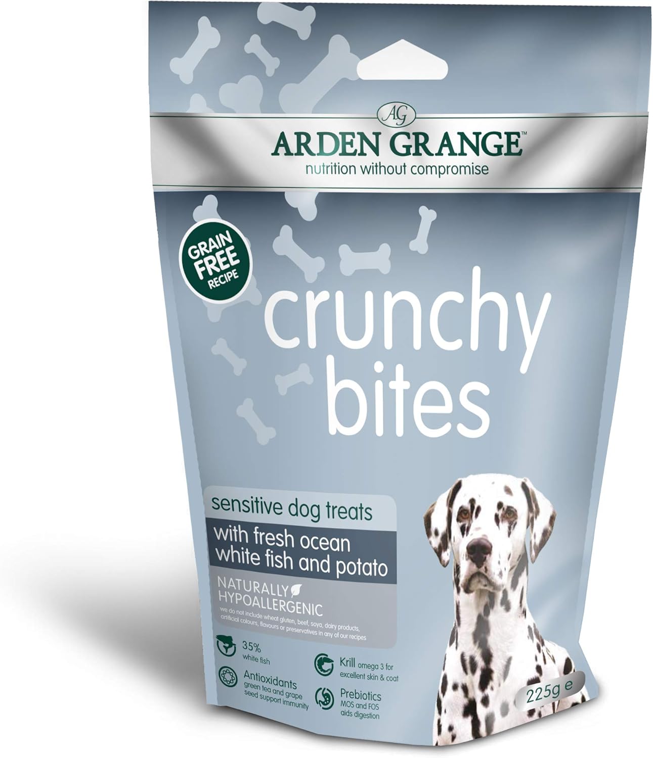 Arden Grange Crunchy Bites Sensitive - grain free - ocean white fish and potato Set of 10,225 g (Pack of 10)?WCB9104