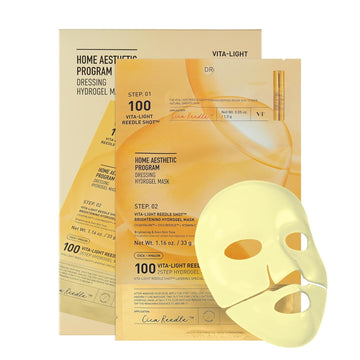 Vt Cosmetics Vita-Light Reedle Shot 100 2-Step Hydrogel Mask(34.5Gx4Ea), Intensive Glowing, Exosome Glutathione Face Mask, Overnight Melting Mask, Korean Facial Mask, Valentine Gift