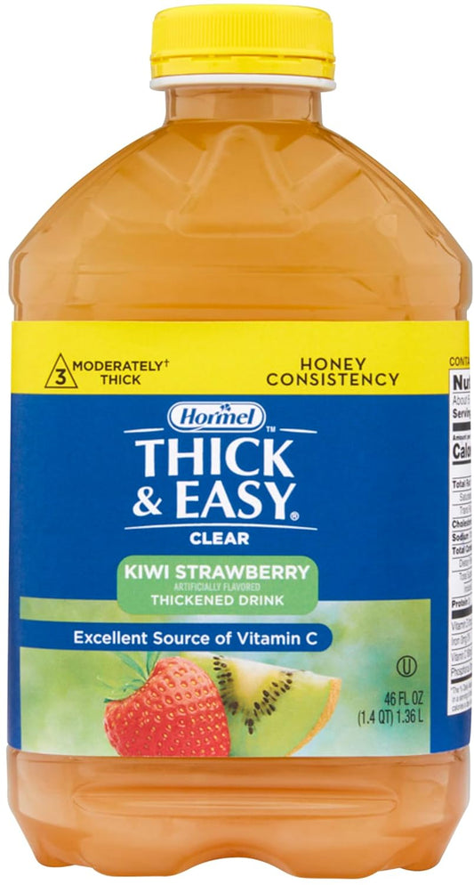 Thick & Easy Clear Thickened Kiwi Strawberry Flavored Drink, Honey Consistency, 46 oz with By The Cup Water Bottle