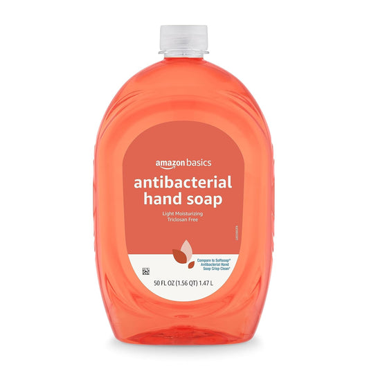 Amazon Basics Antibacterial Liquid Hand Soap Refill, Light Moisturizing, Triclosan-Free, Citrus, 50 Fl Oz (Pack Of 2) (Previously Solimo)