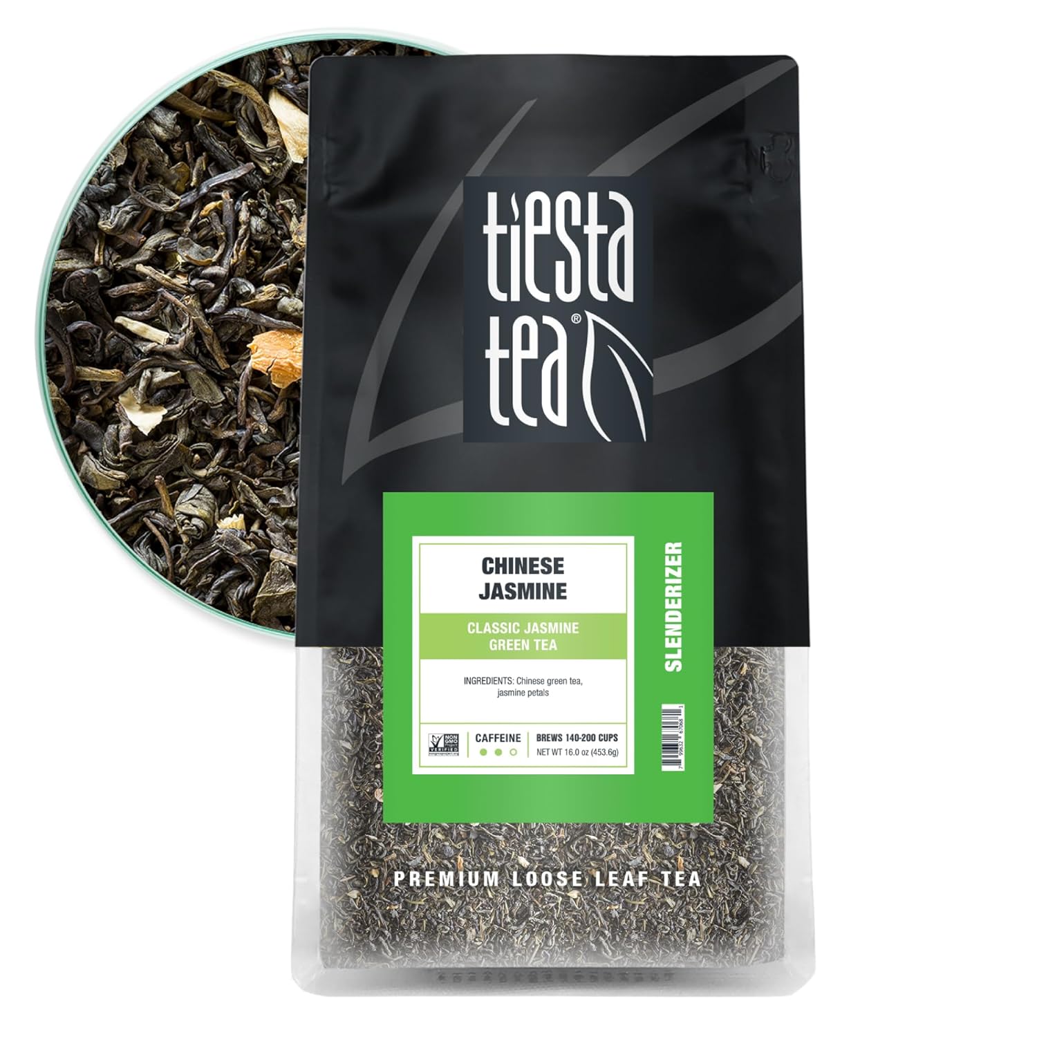 Tiesta Tea - Chinese Jasmine | Classic Jasmine Green Tea | Premium Loose Leaf Tea Blend | Medium Caffeinated Green Tea | Make Hot Or Iced Tea & Brews Up To 200 Cups - 16 Ounce Resealable Bulk Pouch