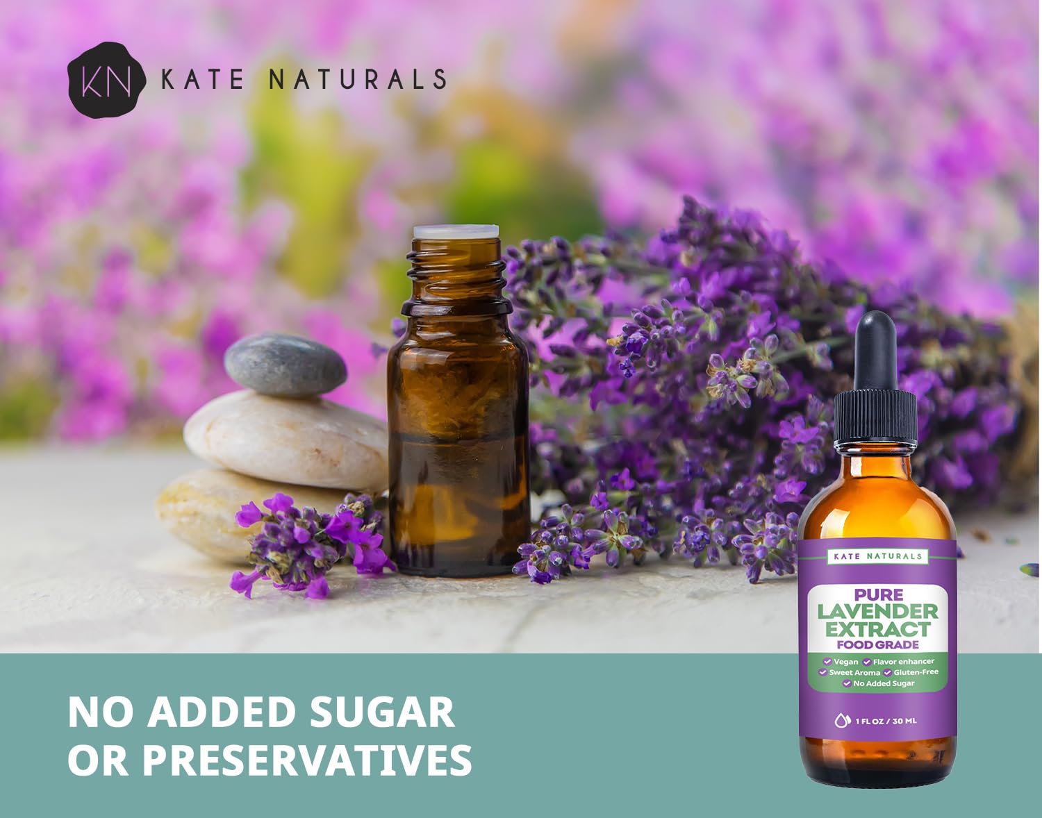 Kate Naturals Lavender Extract for Baking, Coffee & Drinks (1oz). 100% Natural, Vegan Lavender Flavoring. Tasty Gluten Free Food-Grade Edible Lavender Oil. Culinary Lavender Extract for Cooking : Grocery & Gourmet Food