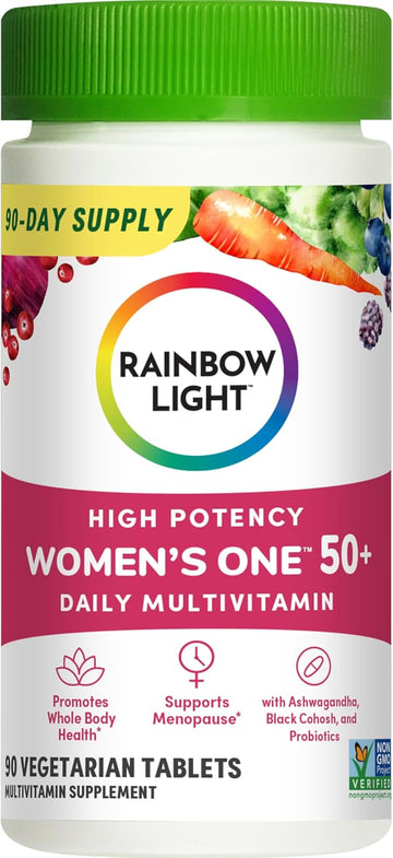 Rainbow Light Multivitamin For Women 50+, Vitamin C, D & Zinc, Probiotics, Women'S One 50+ Multivitamin Provides High-Potency Immune Support, Non-Gmo, Vegetarian, 90 Tablets