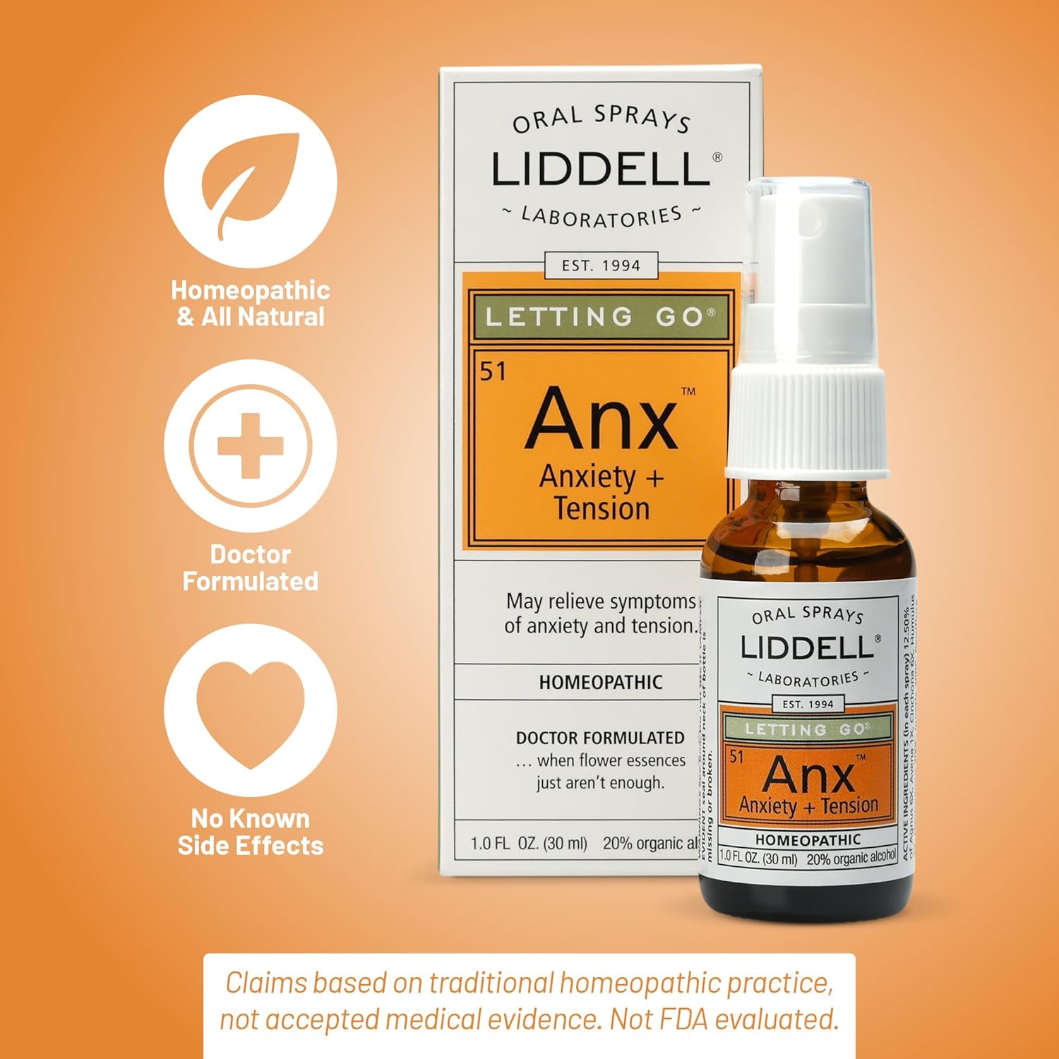 Liddell Letting Go - Homeopathic Remedies - Oral Spray for Symptoms of Anxiousness, Stress and Restlessness - Natural Calm Spray - 1.0 fl. Oz. : Health & Household