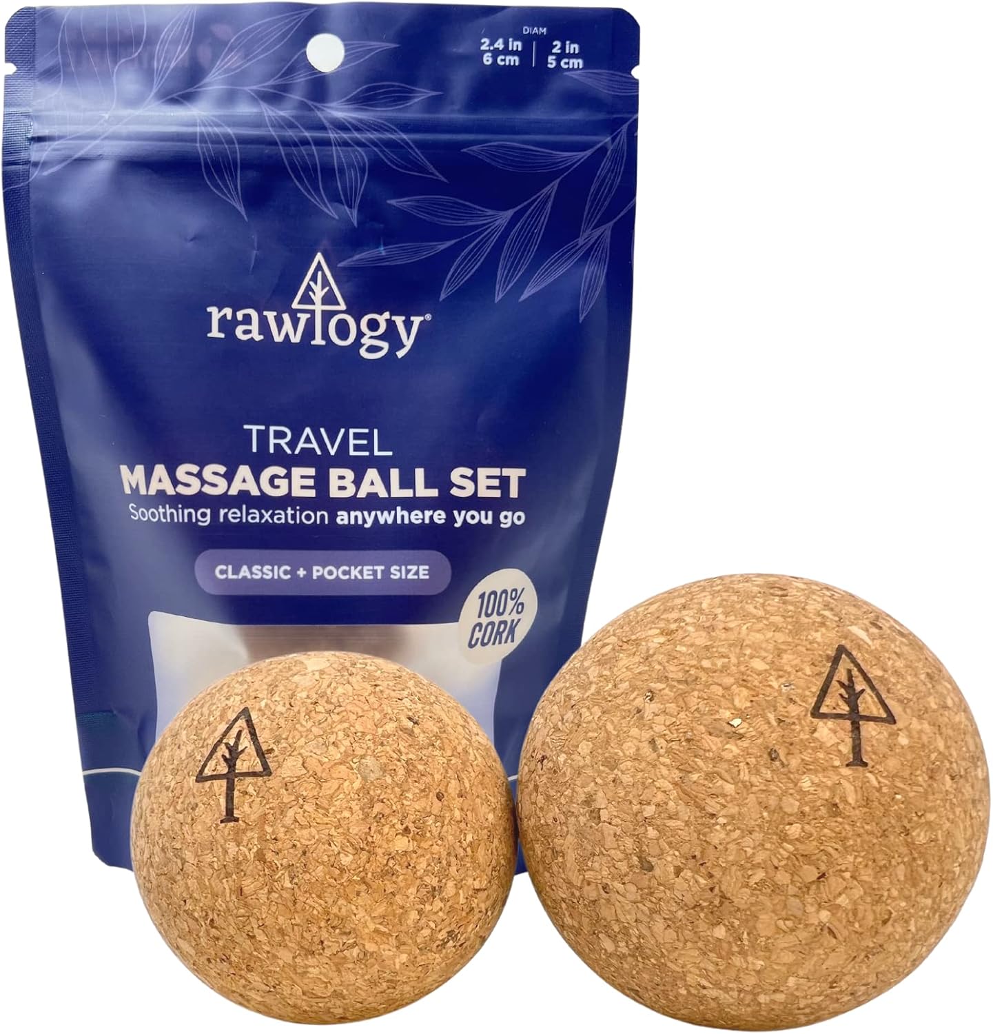 Rawlogy Cork Massage Ball Set (Combo 2.5"+1.9") For Muscle Pain & Tension Relief || Light, Compact, Convenient, Eco-Friendly