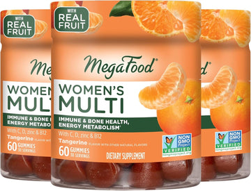 Megafood Women'S Multi - Multivitamin For Women - Gummy Vitamins - Vitamin C, Vitamin D, Zinc, Vitamin B12 & Choline - Immune Support & Bone Health - Tangerine - 60 Gummies (30 Servings) 3 Pack