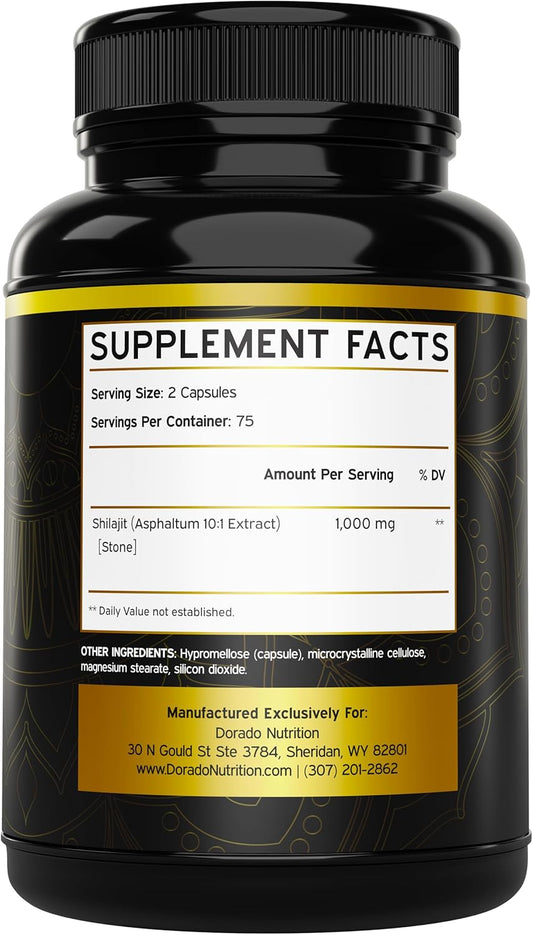 Shilajit Pure Himalayan Capsules 1,000Mg (150 Capsules) - Premium Shilajit Capsule For Men - (High In Trace Minerals, No Fillers, Manufactured In The Usa) - Non Gmo
