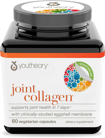 Youtheory Vegetarian Joint Collagen Capsules, NEM Eggshell Membrane + Boswellia, Joint Health, 60 ct