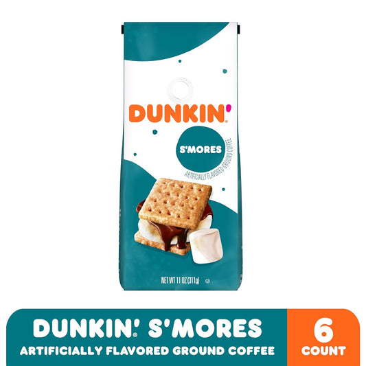 Dunkin' S'mores Flavored Ground Coffee, 11 Ounce (Pack of 6)