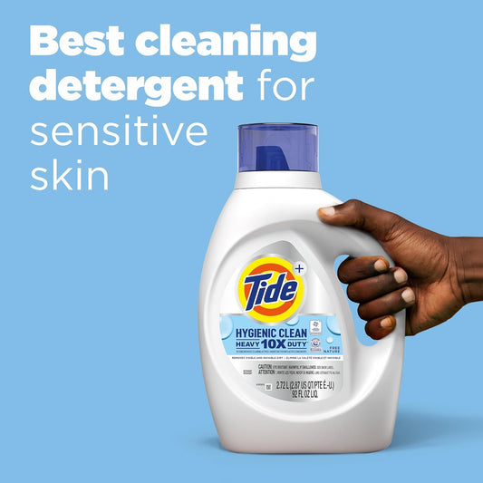 Tide Hygienic Clean Heavy Duty 10X Free Liquid Laundry Detergent, He Compatible, Unscented, 74 Loads, 105 Fl Oz