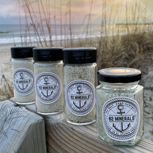 82 Minerals Sea Salt - French Celtic Style (4 oz Glass Spice Jar with Shaker Lid)