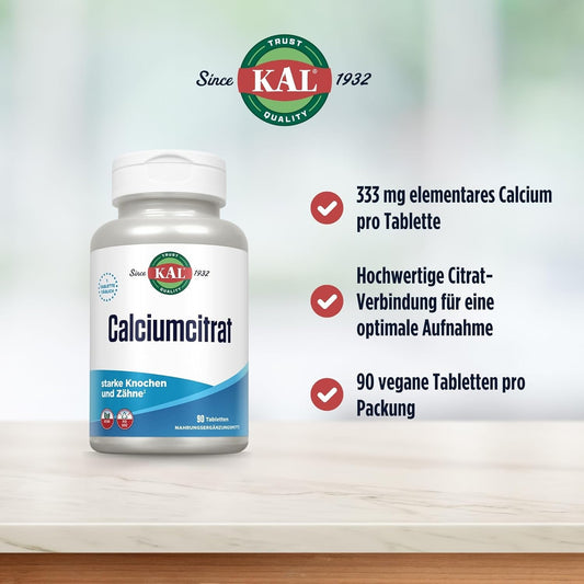 Kal Calcium Citrate, 1000 Mg, 90 Tabs