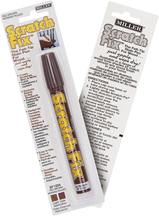 Miller SF1204 Wood Stain Scratch Fix Pen / Wood Repair Marker - Red Brown Wood