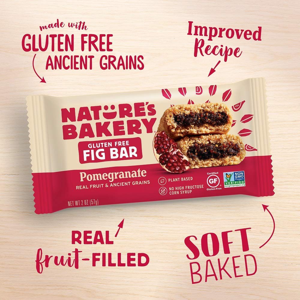 Nature’S Bakery Gluten Free Fig Bars, Pomegranate, Real Fruit, Vegan, Non-Gmo, Snack Bar, 7 Boxes With 12 Twin Packs (84 Twin Packs)