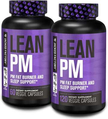 Jacked Factory Lean Pm Night Time Fat Burner, Sleep Aid Supplement, & Appetite Suppressant For Men And Women - 180 Stimulant-Free Veggie Weight Loss Diet Pills