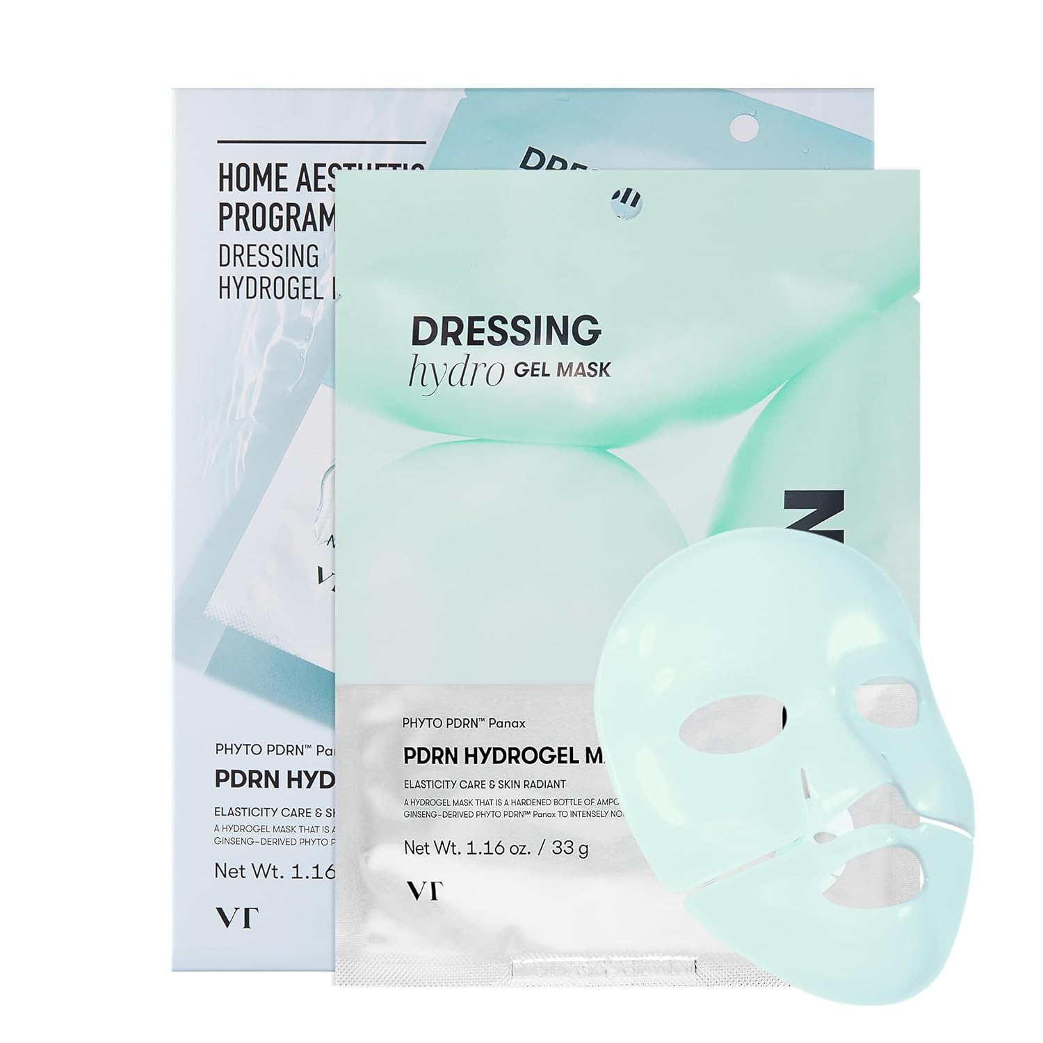 Vt Cosmetics Pdrn Hydrogel Mask(33Gx4Ea), Intensive Nourishing, Rejuvenating Face Mask, Skin Repair & Elasticity Boost, Overnight Melting Mask, Improves Radiant, Korean Facial Mask, Valentine Gift