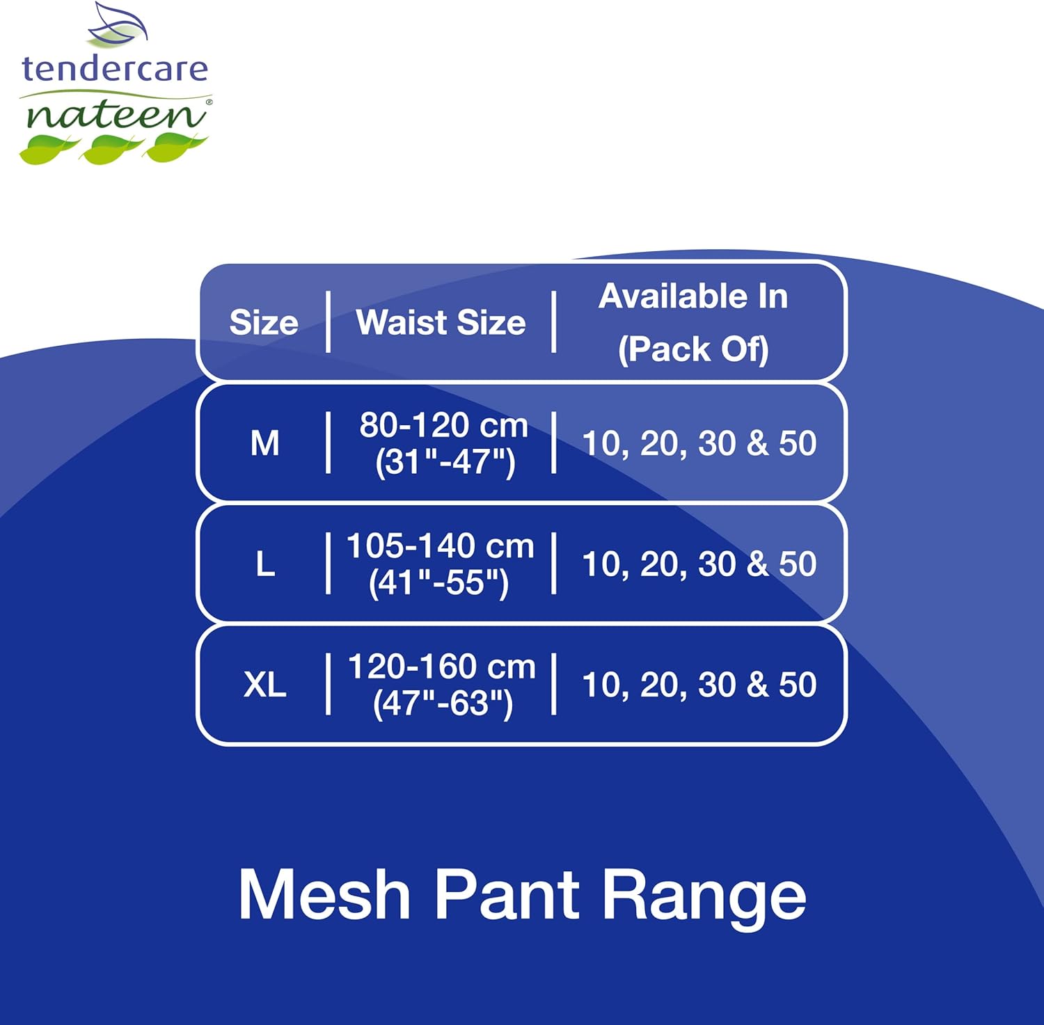 Tendercare Nateen - Reusable Incontinence Pants - 50 Large Adult Mesh Pants - Incontinence Stretch Net Pants for Men & Women - Latex Free Material : Amazon.co.uk: Health & Personal Care