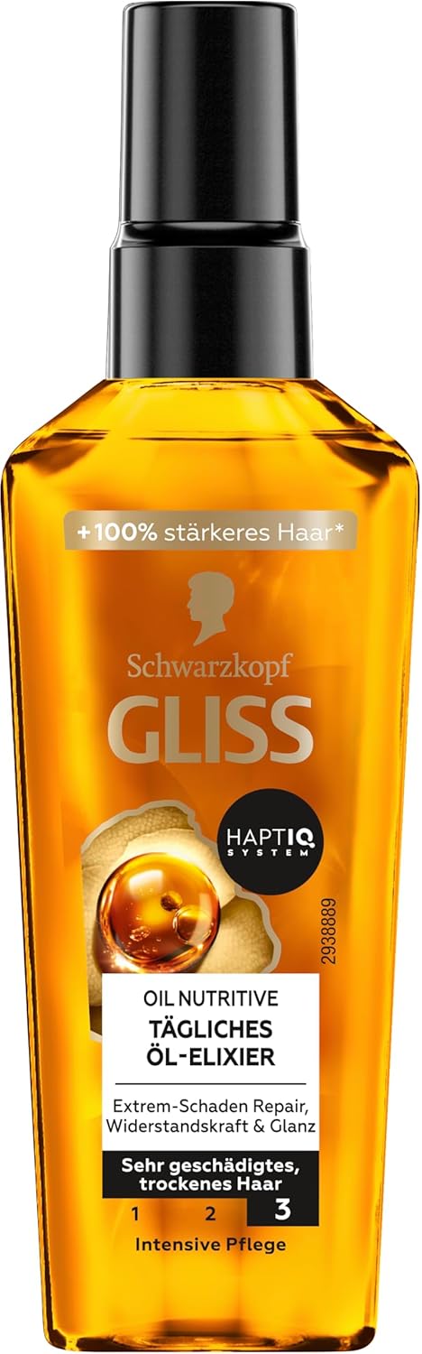 Gliss Kur Hair Oil Daily Oil Elixir (75 Ml), Hair Oil For Dry Hair Nourishes And Refines Hair Without Oily Residue, Contains Argan Oil And Vitamin E