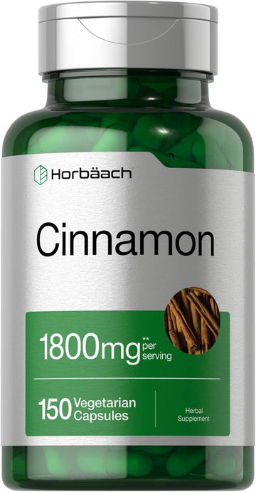 Horbaach Cinnamon Capsules 1800Mg | 150 Count | Ceylon Cinnamon Supplement | Vegetarian, Non-Gmo, Gluten Free