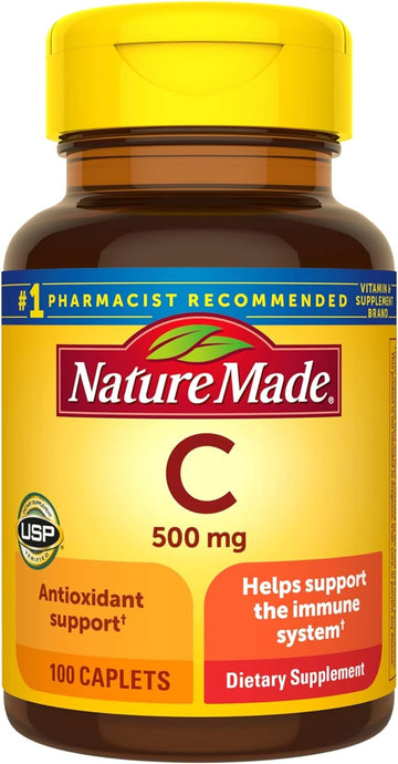 Nature Made Vitamin C 500 mg Caplets, for Immune Support, Gluten Free 100 Count (Pack of 3)