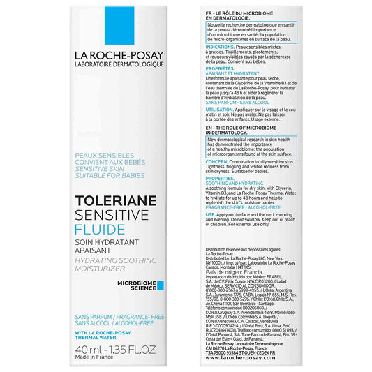 La Roche-Posay Toleriane Sensitive Fluide Protective Moisturizer, Lightweight Oil-Free Face Moisturizer, For Sensitive Skin