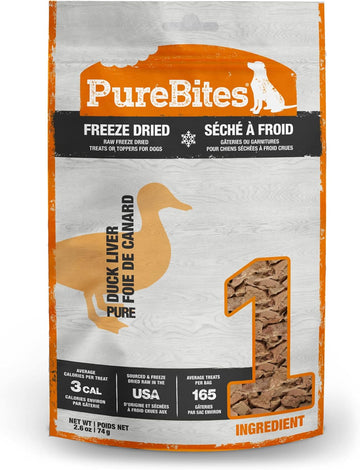 Purebites Duck Freeze Dried Dog Treats, 1 Ingredient, Made In Usa, 2.61Oz