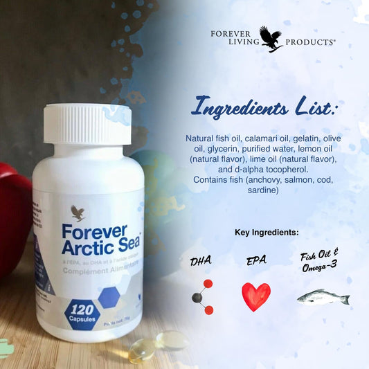 Forever Living - Forever Arctic Sea Omega-3 Softgels - for Heart, Brain, and Eye Health - Blend of Fish, Calamari, and Olive Oil - 120 Softgels