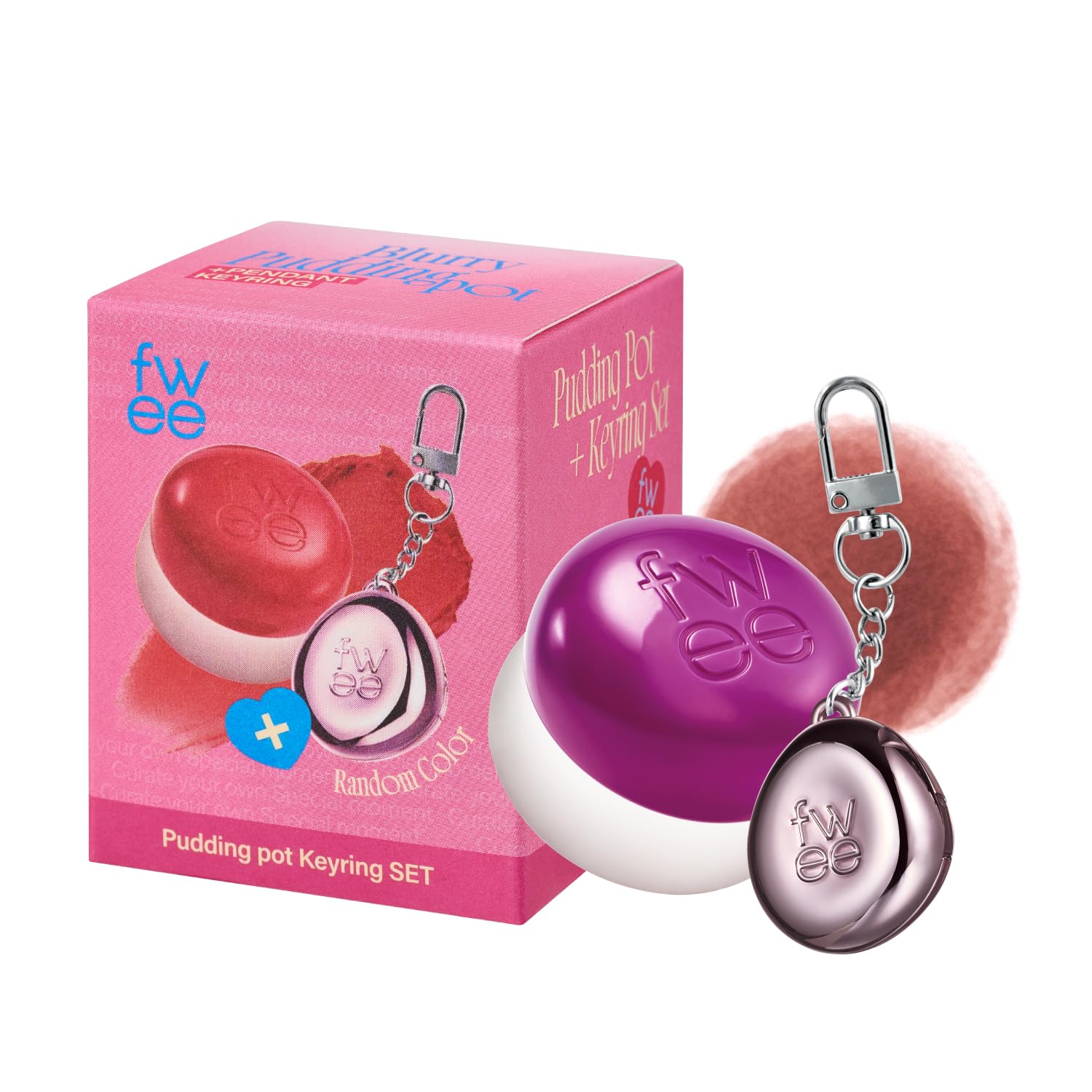 Lip&Cheek Blurry Pudding Pot + Pendant Keyring | Chill'N | Random Colored Keyring | Makeup Blush, Buildable Lightweight, Multi-Use Soft Matte Finish | 5G