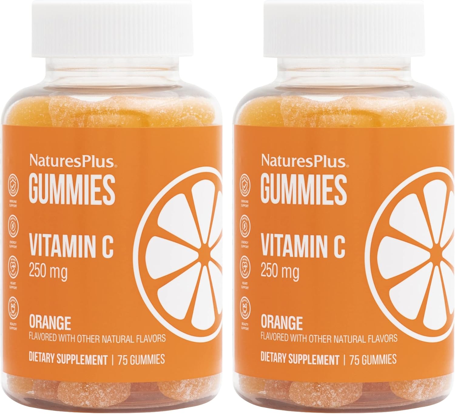 Natures Plus Gummies Vitamin C, Orange - 75 Gummies, Pack Of 2 - Promotes Optimal Immune Health - Nutritious & Delicious - Vegan, Gluten Free, Non-Gmo - 75 Total Servings