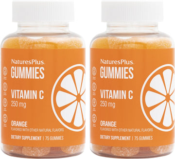 Natures Plus Gummies Vitamin C, Orange - 75 Gummies, Pack Of 2 - Promotes Optimal Immune Health - Nutritious & Delicious - Vegan, Gluten Free, Non-Gmo - 75 Total Servings