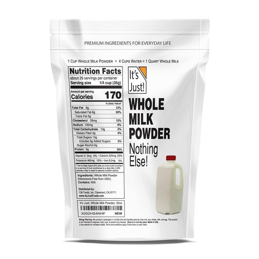 It'S Just - Whole Milk Powder, Real Dried Milk, Just Add Water, 32Oz