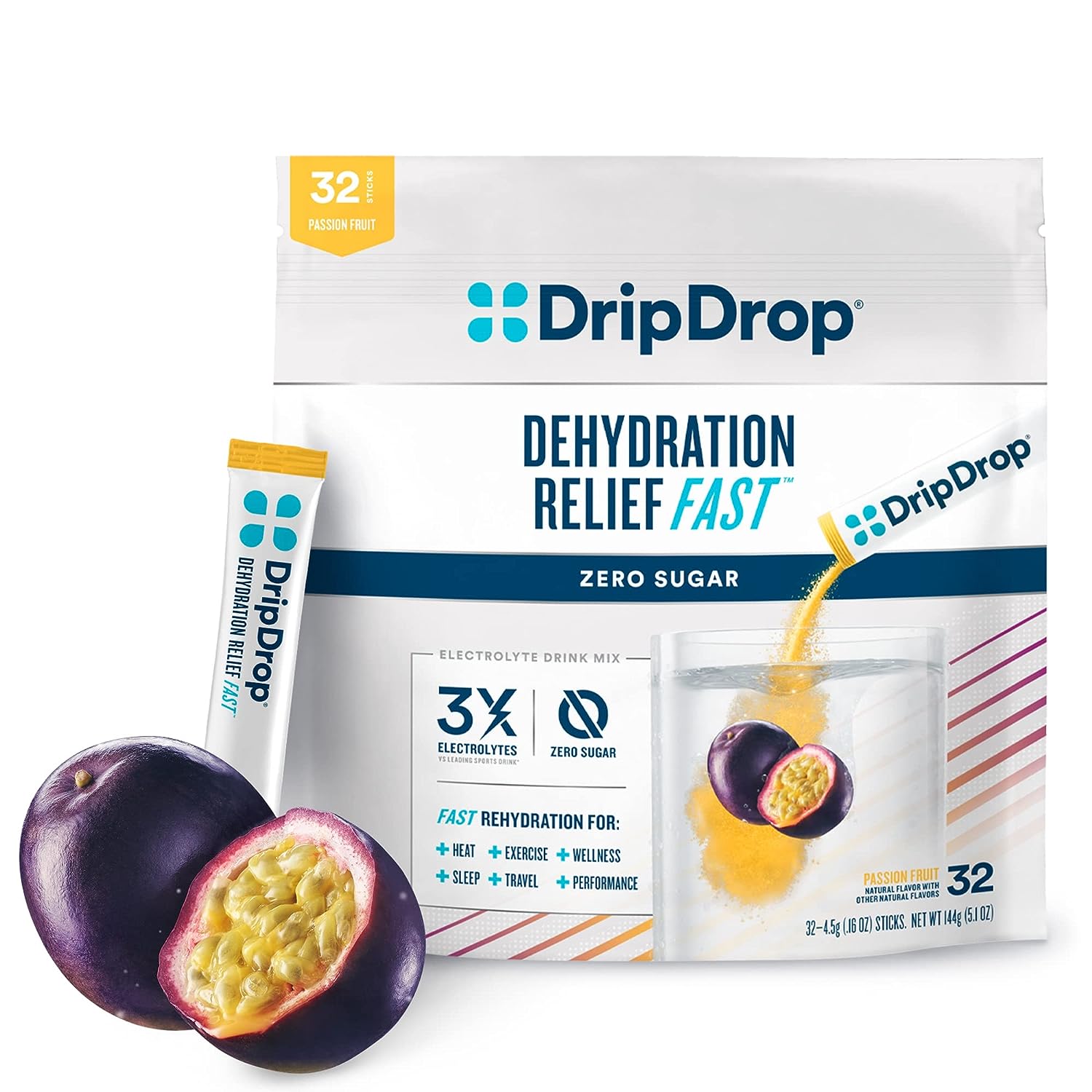DripDrop Hydration - Zero Sugar Electrolyte Powder Packets Keto -32 Count