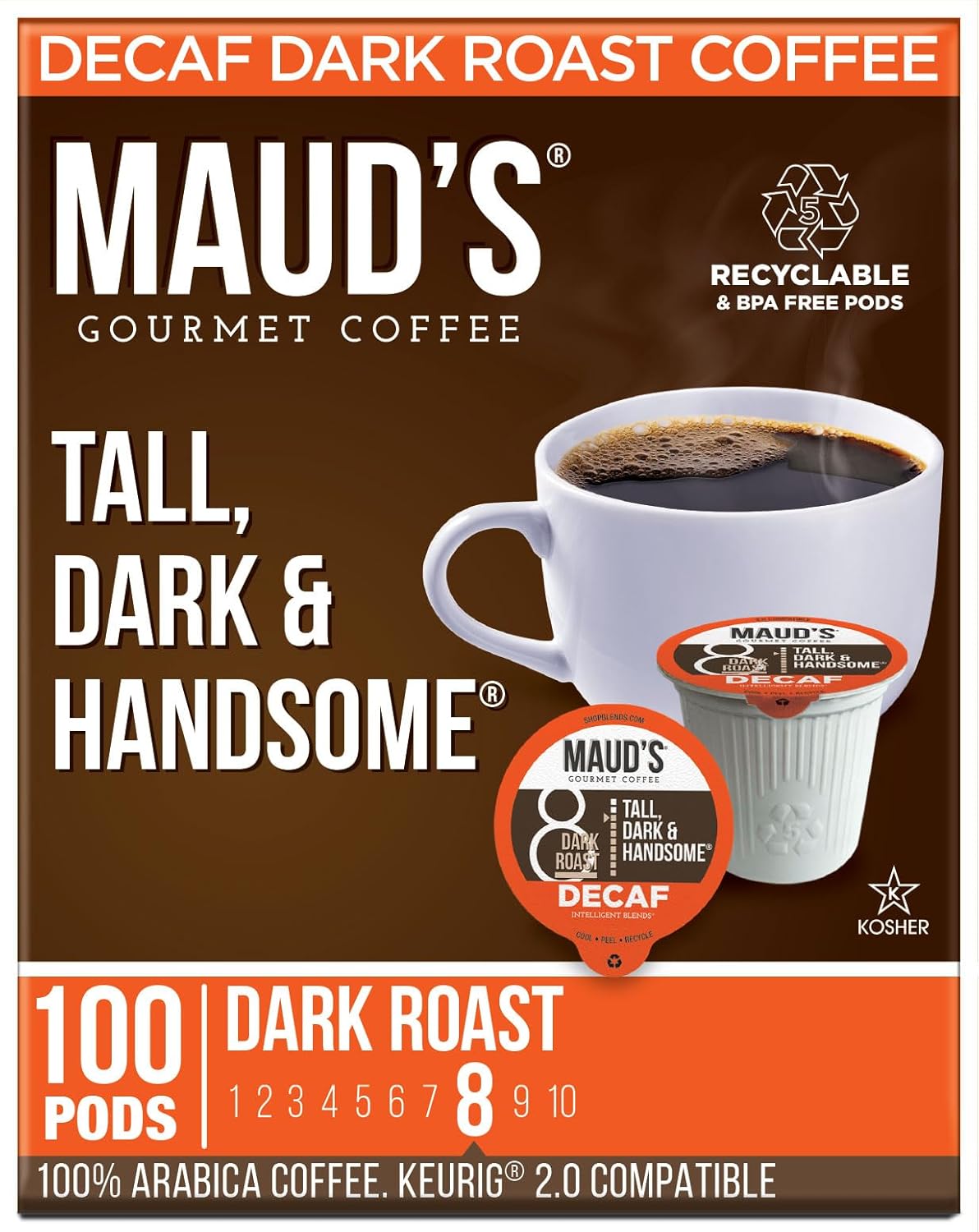 Maud'S Decaf Dark Roast Coffee Pods, 100 Ct, Decaffeinated Recyclable Single Serve Pods – 100% Arabica Coffee, Compatible With Keurig K Cups Maker