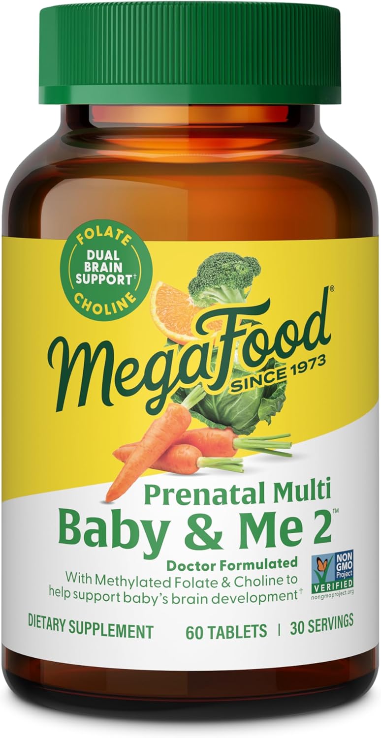 Megafood Baby & Me 2 Prenatal Vitamin & Minerals - Vitamins For Women - With Folate (Folic Acid Natural Form), Choline, Iron, Iodine, Vitamin C, Vitamin D And More -(60Tabs 30 Servings)