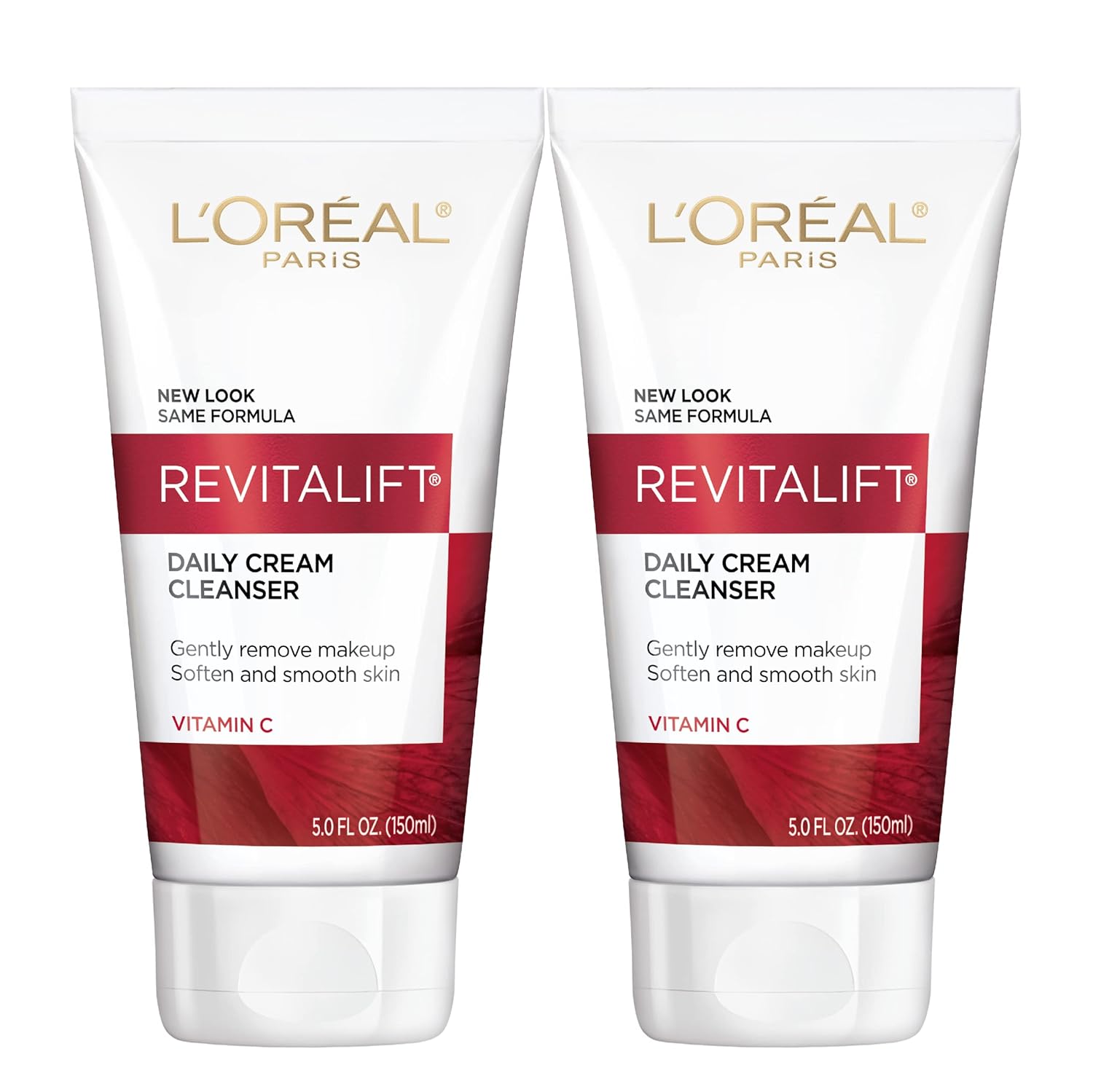 L'Oreal Paris Revitalift Daily Cream Cleanser, Gentle Makeup Remover Face Wash With Vitamin C 5 Fl. Oz (Pack Of 2)