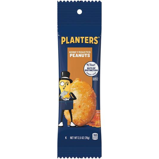 Planters Honey Roasted Peanuts, 2.5 Ounce - 15 Count (Pack Of 1) - Roasted With Honey And Sea Salt - Active Lifestyle Snacks, Movie Snacks And School Snacks - Kosher Peanuts