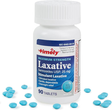 Timely - Max Lax Laxatives - 90 Maximum Strength Tablets - 25mg Sennosides Laxative - Compare to Ex-Lax Maximum Strength - Occasional Constipation Relief, Best Laxatives for Constipation Fast Acting