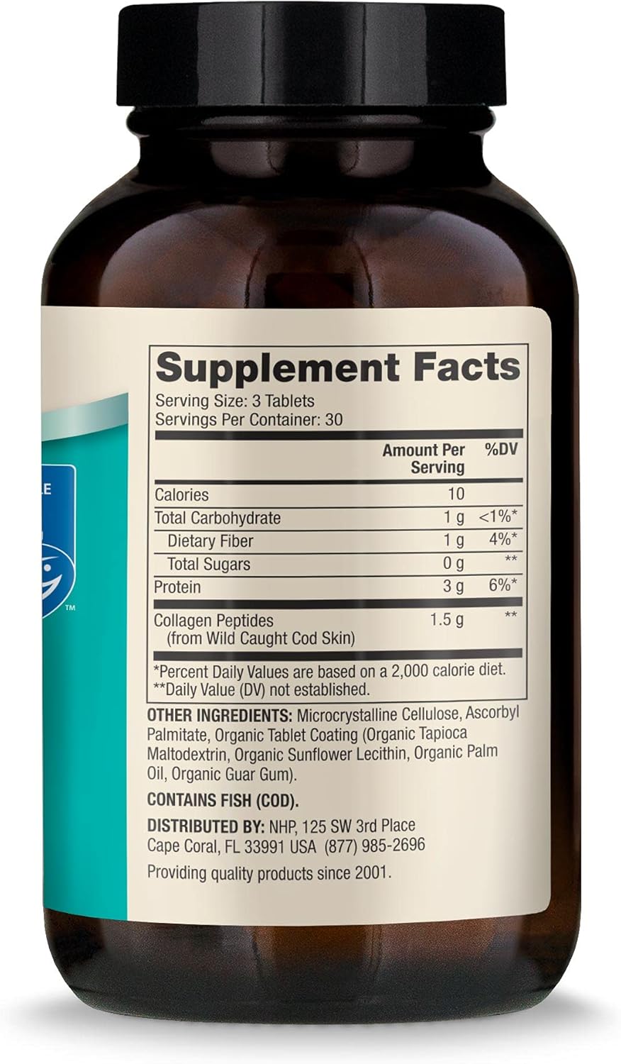 Dr. Mercola Wild Caught Marine Collagen Dietary Supplement, 30 Servings (90 Tablets), Type 1 Collagen Peptides from Cod, Non GMO, Gluten Free, Soy Free