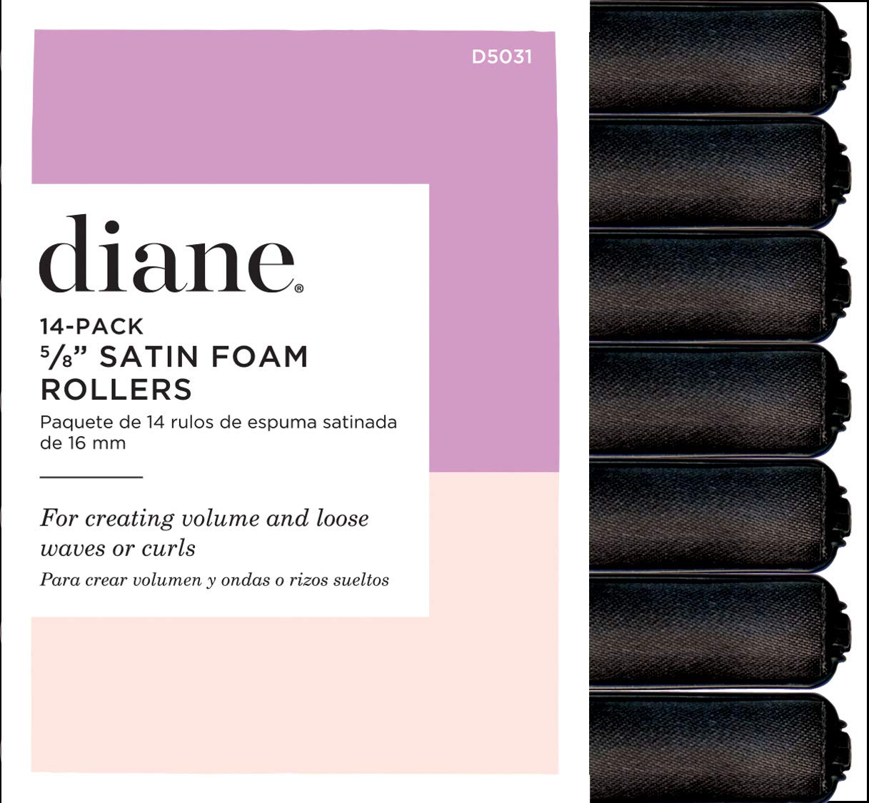 Diane Satin Foam Rollers , Black 5/8-Inches, 14 Count (Pack of 1) : Hair Rollers : Beauty & Personal Care