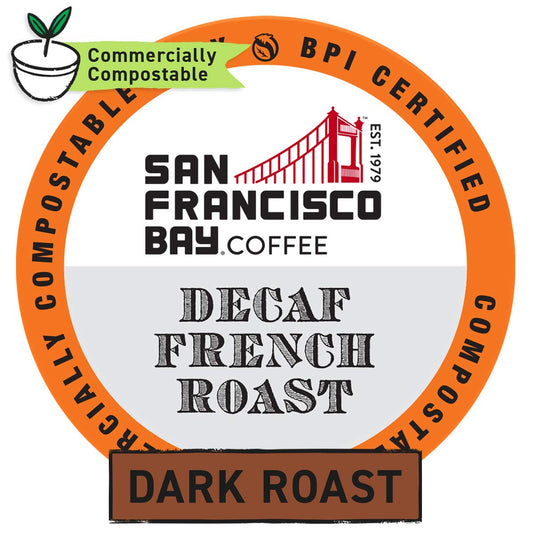 San Francisco Bay Compostable Coffee Pods - DECAF French Roast (80 Ct) K Cup Compatible including Keurig 2.0, Dark Roast, Swiss Water Processed