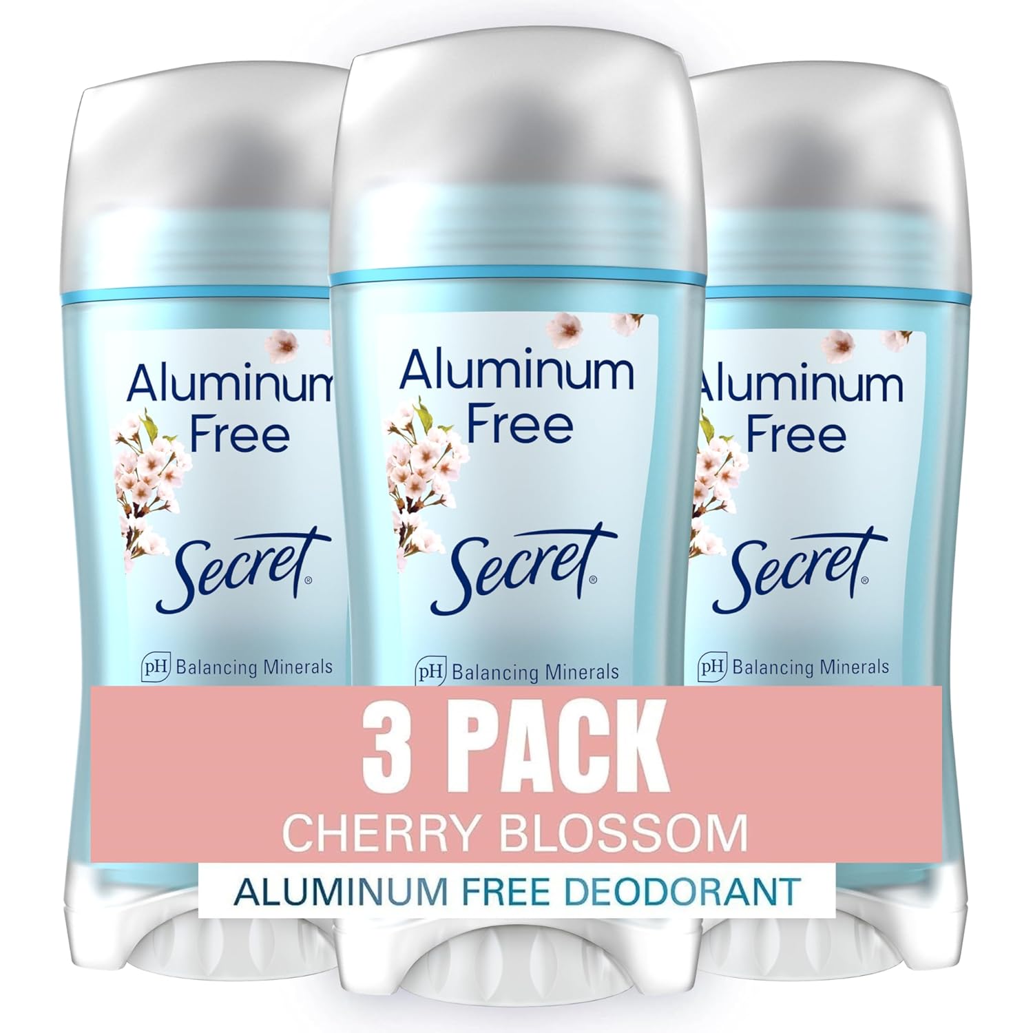 Secret Aluminum Free Deodorant For Women, 48Hr Odor Protection, Free Of Parabens Dyes Talc & Baking Soda, Cherry Blossom Scent, 2.4 Oz (Pack Of 3)