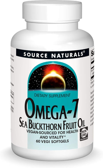 Source Naturals Omega-7 Sea Buckthorn Fruit Oil, Non-Gmo, Vegan-Sourced For Health And Vitality* - 60 Vegan Softgels