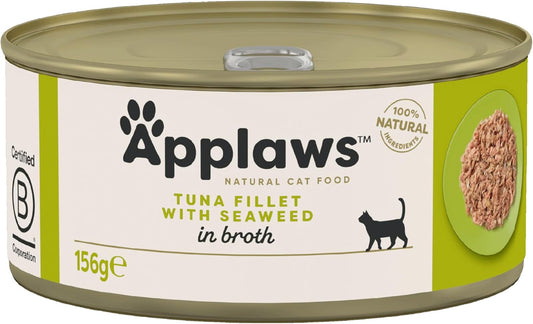 Applaws 100% Natural Wet Cat Food, Tuna Fillet and Seaweed in 156 g Tin (Pack of 24)?2009CE-A