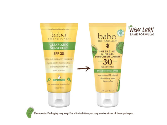 Babo Botanicals Sheer Zinc Mineral Sunscreen Lotion Spf30 - Natural Zinc Oxide - Shea Butter - Face & Body - Water Resistant - Fragrance-Free - Ewg Verified - Vegan - For All Ages - 1 Or 2 Pack