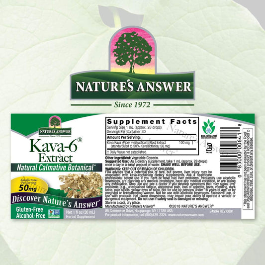 Nature's Answer Kava-6 Extract | Supports Stress Relief | Gluten-Free, Alcohol-Free & Vegan 1