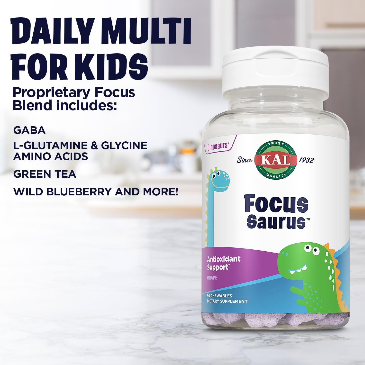 Kal Focus-Saurus Grape, 30 Count : Health & Household