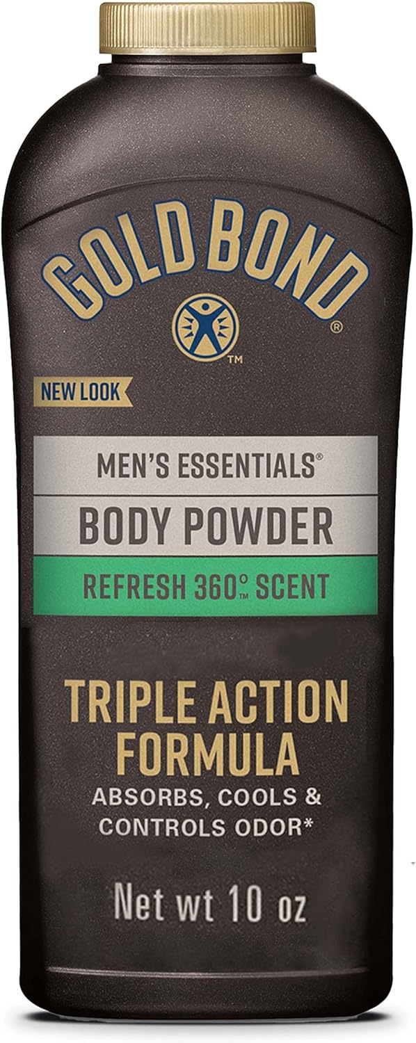Gold Bond Men's Essentials Talc-Free Body Powder, 10 oz., Refresh 360 Scent, Wetness Protection