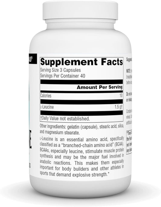 Source Naturals L-Leucine A Free Form Essential Amino Acid Supplement For Energy Support- 120 Capsules